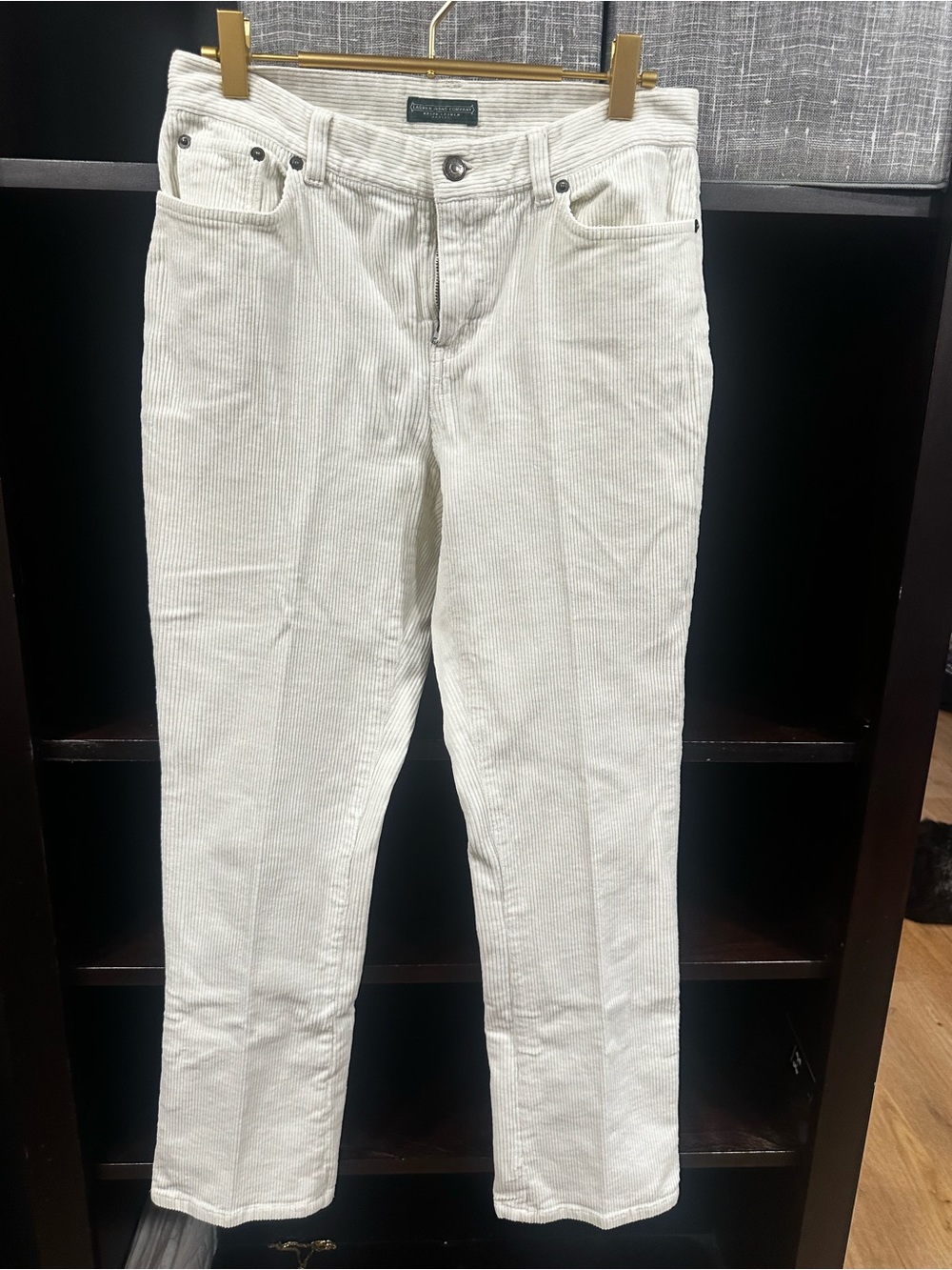 Lauren Ralph Lauren Cream Corduroy Straight-Leg Pants